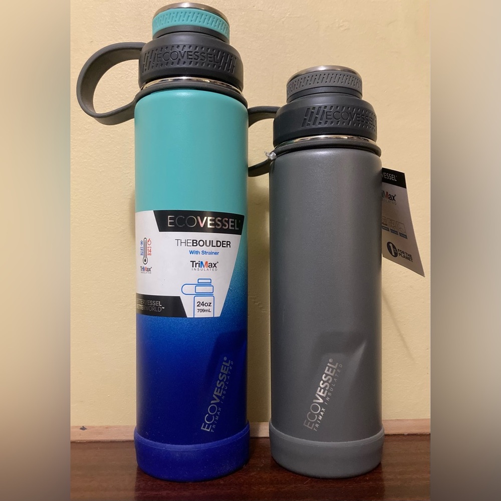 EcoVessel High End Tumbler Set W Chug Cap, Strainer & Boot On Each